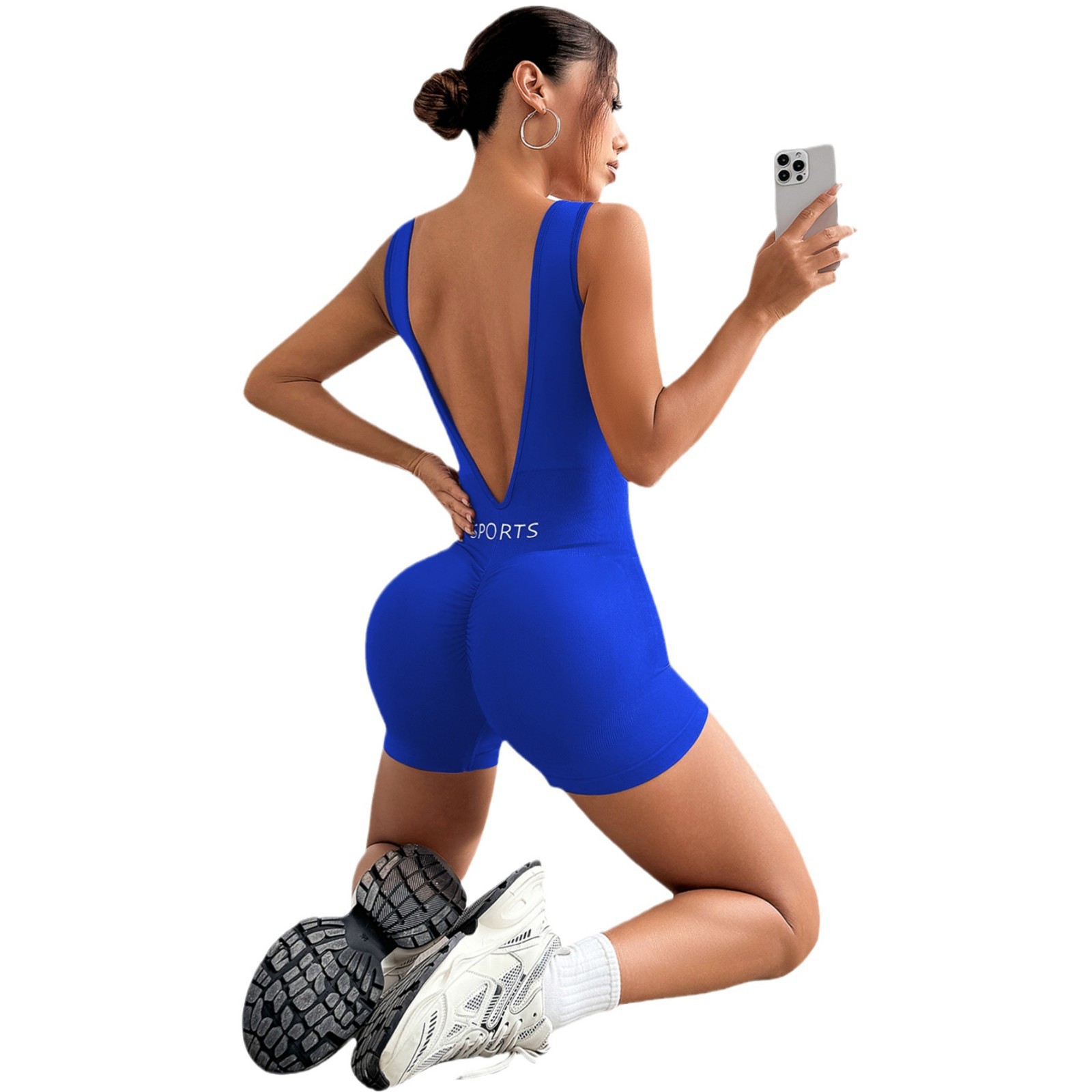 Ribbed Seamless Workout Romper - Image 2