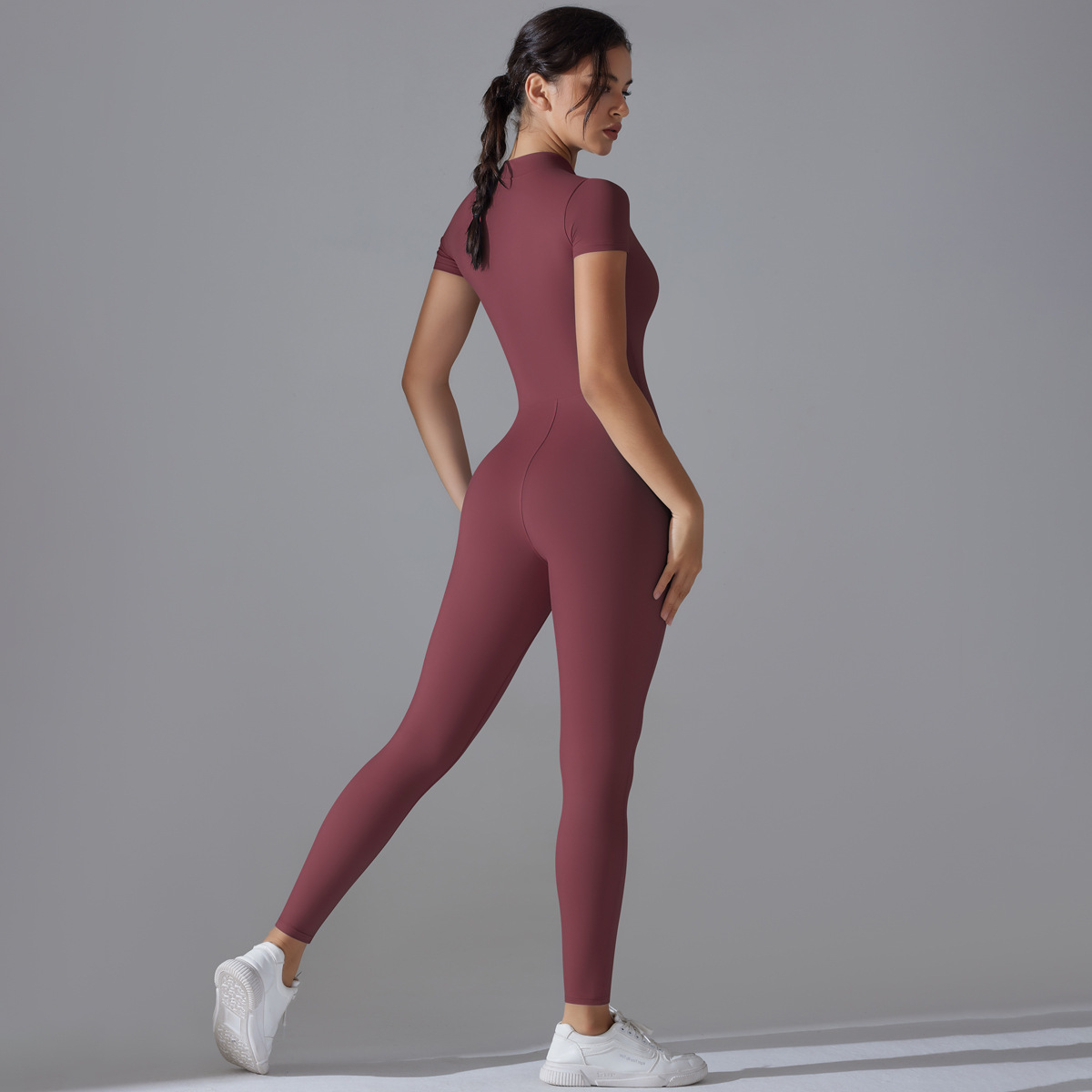 Seamless Ribbed Workout Romper - Image 2
