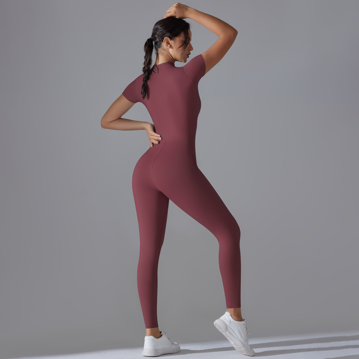 Seamless Ribbed Workout Romper - Image 3