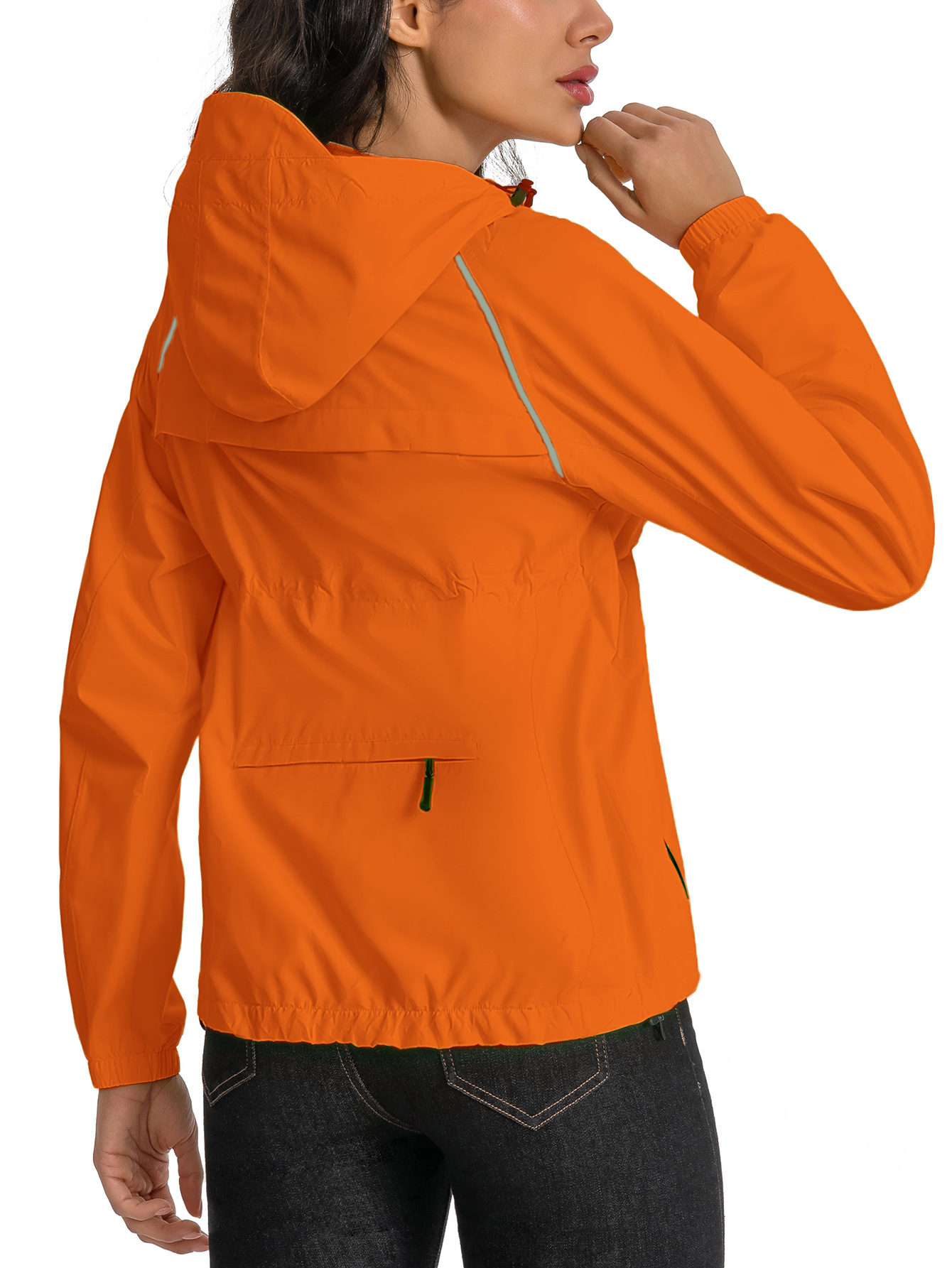 Women's Orange Waterproof Hiking Jacket | Windproof Breathable Outdoor Shell - Image 3