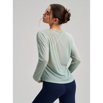 Sheer Long Sleeve Workout Top - Lightweight Sun Protection Yoga Shirt for Women
